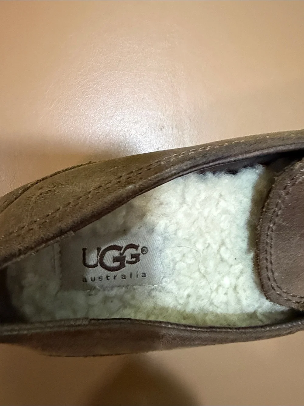 UGG Kid’s Chestnut Suede Slip-On Moccasins with Shearling